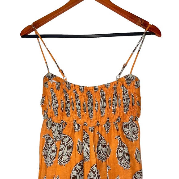 SOLD Johanna Ortiz Charisma of the Tropics Maxi Dress 100% linen orange 0 NWT - Picture 8 of 16